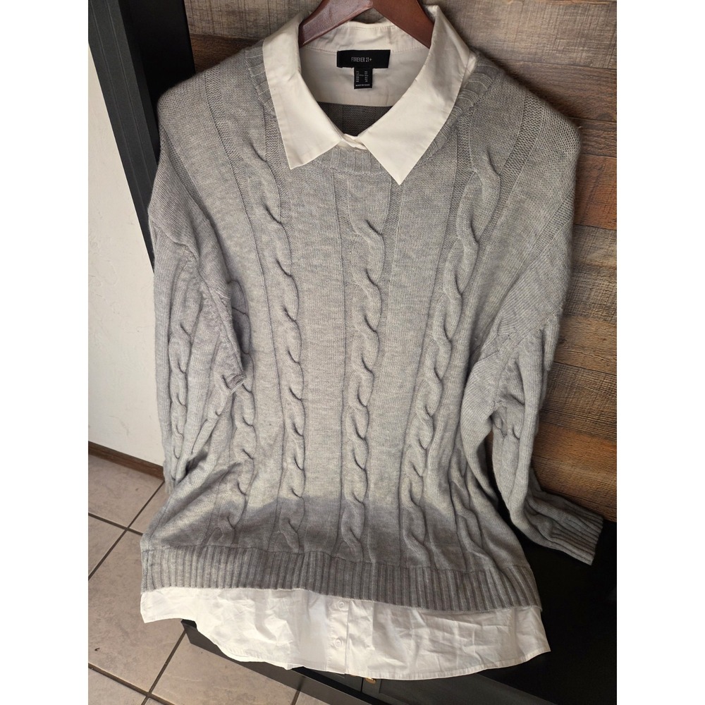 Forever 21 Gray Cable Knit Sweater Plus Size 4x Womens